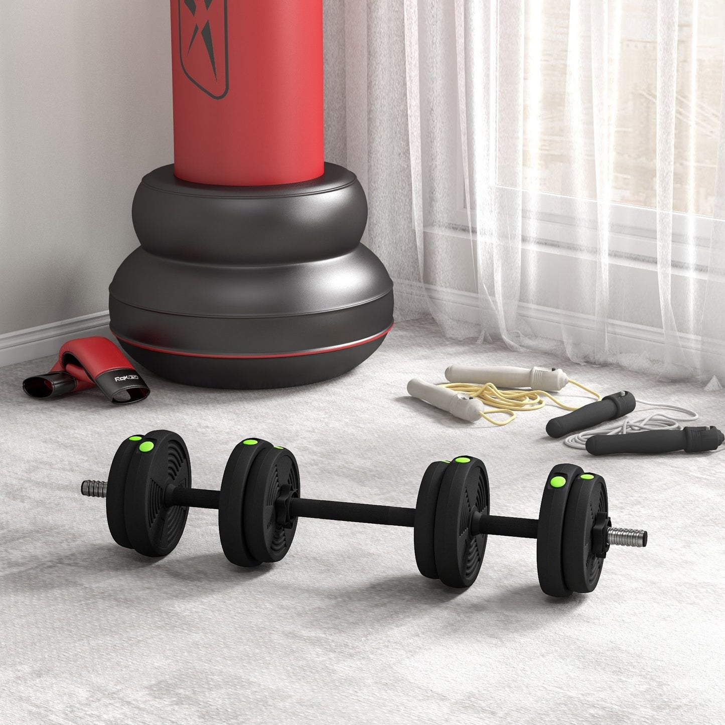 2-In-1 Hantel Set, 15 Kg Verstellbar Dumbbell Set Mit 8 Hantelscheiben Schwarz