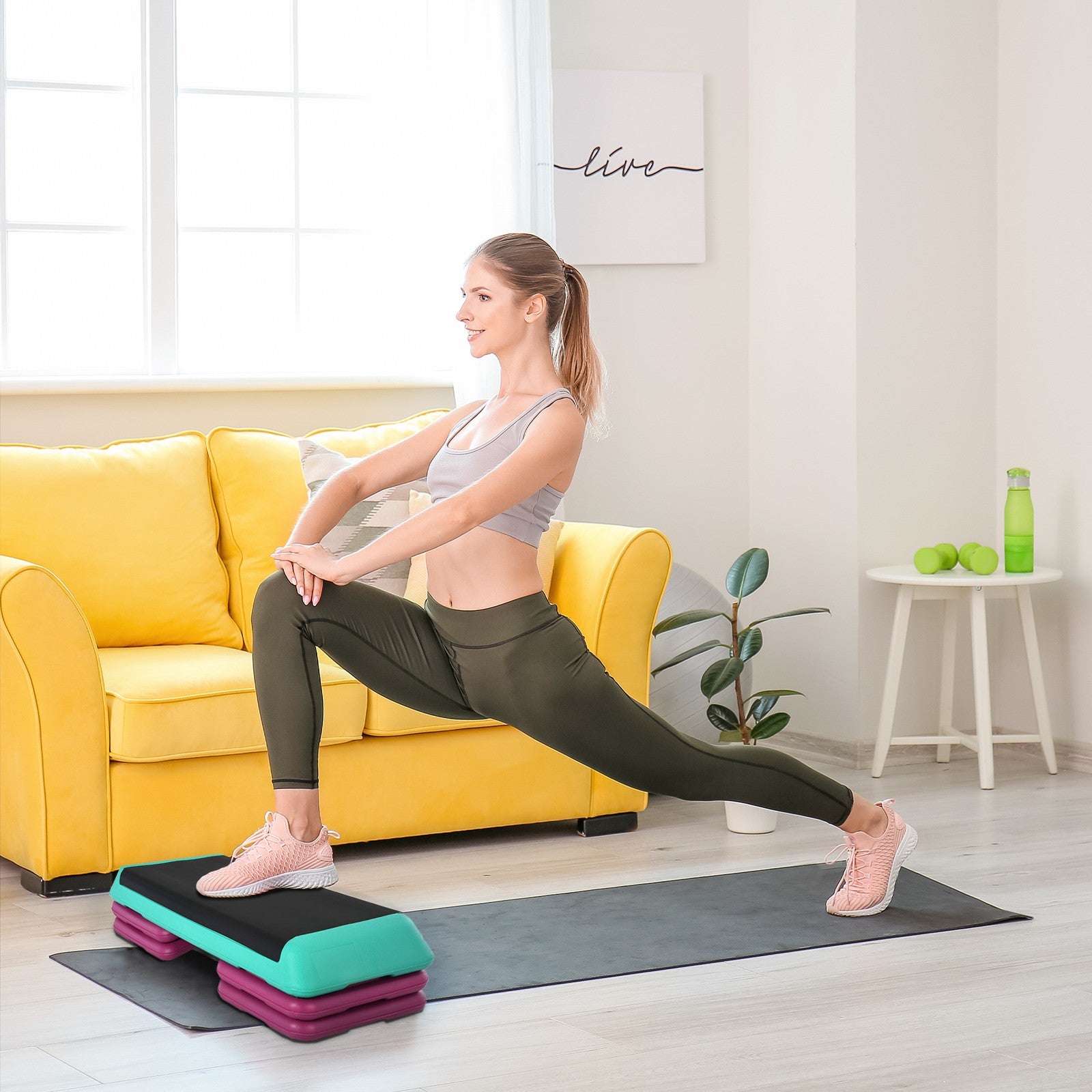 Steppbrett Aerobic Fitness Stepper Heimtrainer Höhenverstellb
