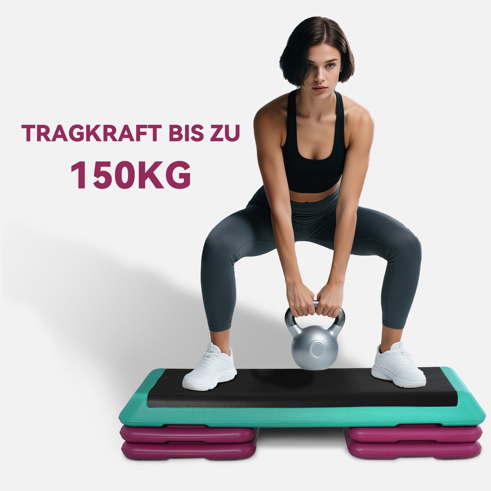 Steppbrett Aerobic Fitness Stepper Heimtrainer Höhenverstellb
