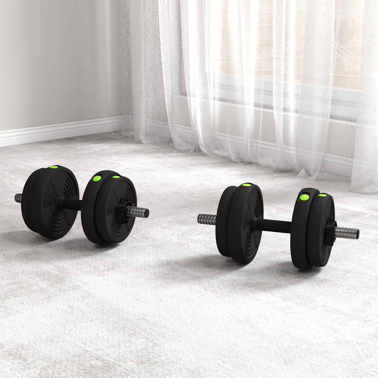 2-In-1 Hantel Set, 15 Kg Verstellbar Dumbbell Set Mit 8 Hantelscheiben Schwarz