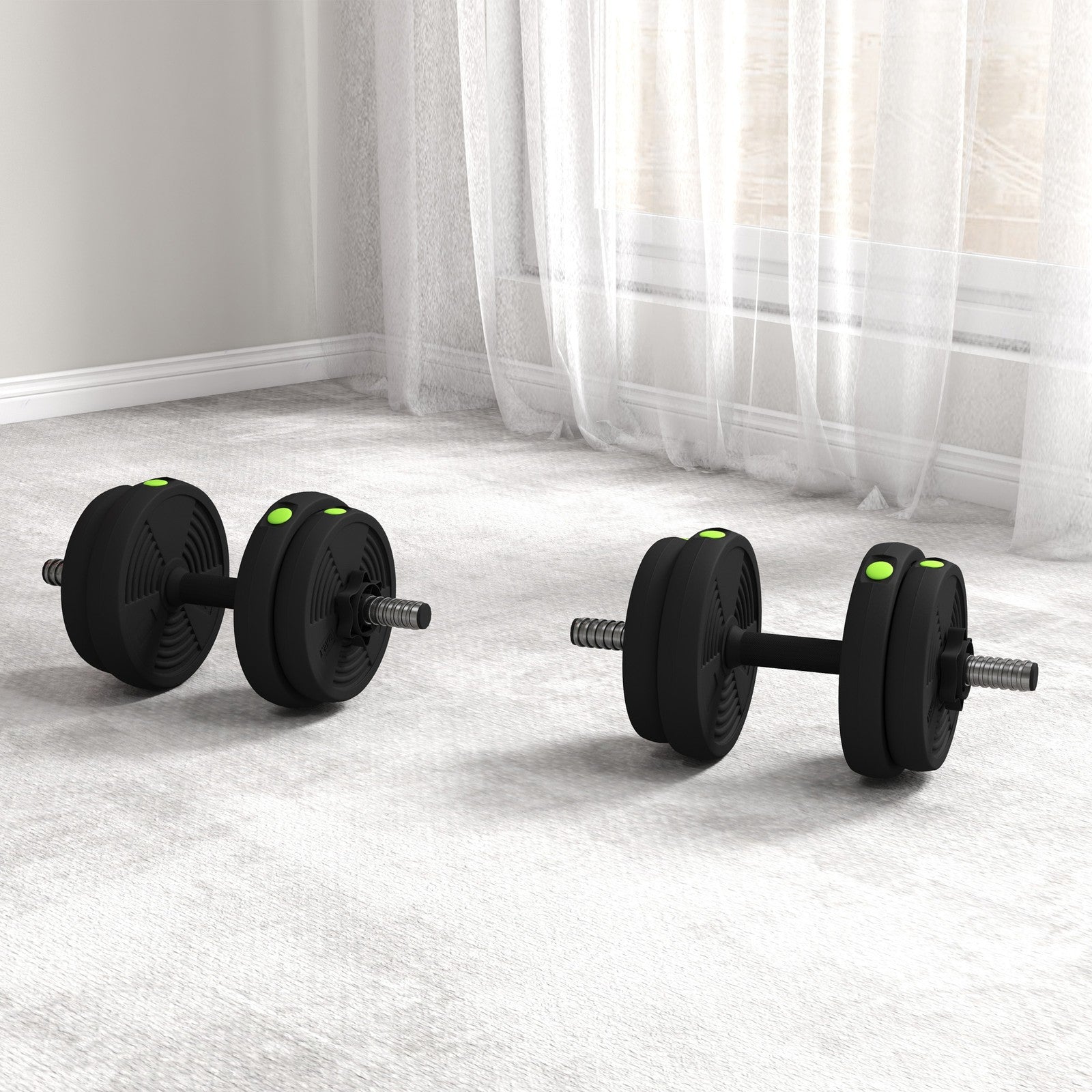 2-In-1 Hantel Set, 15 Kg Verstellbar Dumbbell Set Mit 8 Hantelscheiben Schwarz