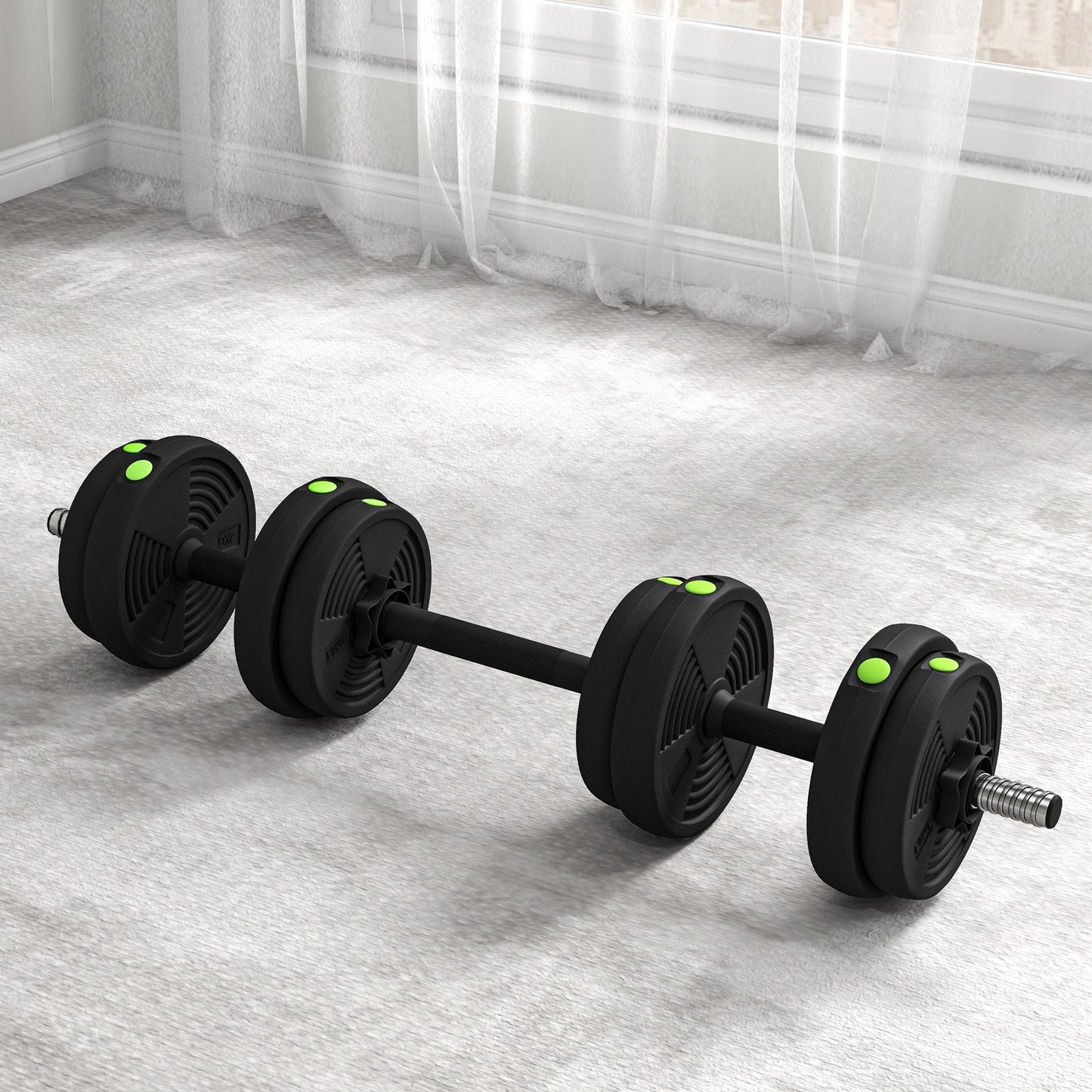 2-In-1 Hantel Set, 15 Kg Verstellbar Dumbbell Set Mit 8 Hantelscheiben Schwarz