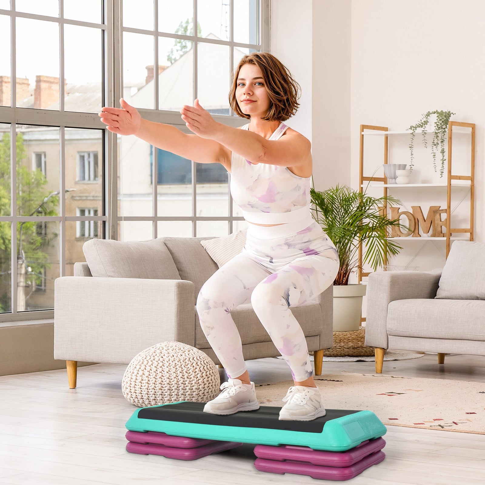 Steppbrett Aerobic Fitness Stepper Heimtrainer Höhenverstellb