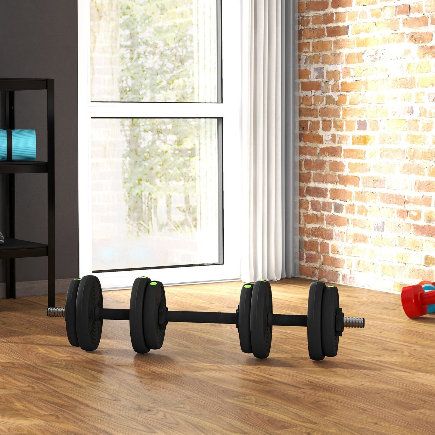 2-In-1 Hantel Set, 15 Kg Verstellbar Dumbbell Set Mit 8 Hantelscheiben Schwarz