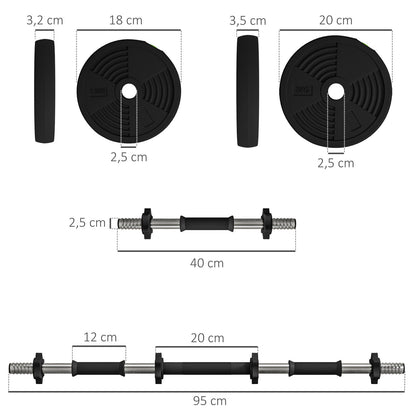 2-In-1 Hantel Set, 15 Kg Verstellbar Dumbbell Set Mit 8 Hantelscheiben Schwarz