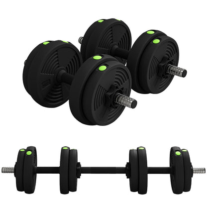 2-In-1 Hantel Set, 15 Kg Verstellbar Dumbbell Set Mit 8 Hantelscheiben Schwarz
