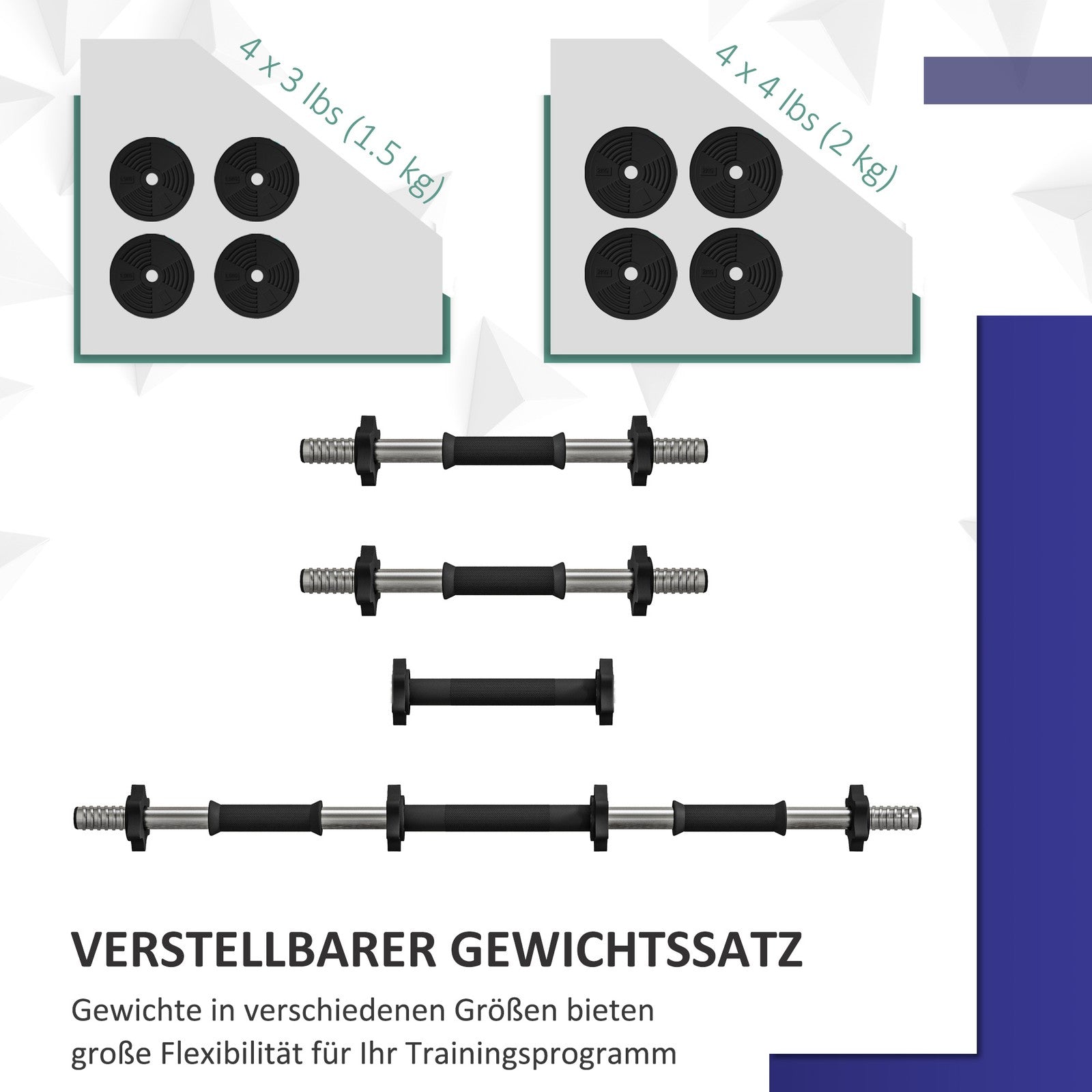 2-In-1 Hantel Set, 15 Kg Verstellbar Dumbbell Set Mit 8 Hantelscheiben Schwarz
